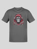 Charcoal gray t-shirt with a graphic of an ape wearing headphones and a red bandana, printed on the front