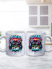 Two white ceramic mugs with gaming controller design