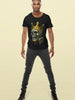 Men’s short-sleeve black t-shirt with a skull and crown graphic