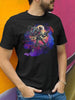 Black t-shirt with a colorful graphic of a skeletal robot.